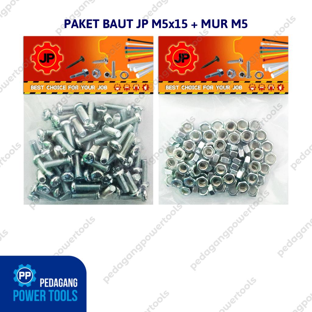 แพ็คเกจ 2 ชุด 5x15 BOLT NUT JP M 5 x 15 MM M5 NUT SCREW CONTENTTS 100 ชิ้น