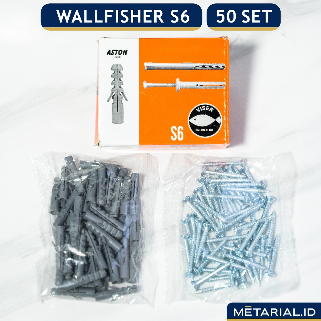 [50 ชุด] Wall Bolt Anchor S6 WALLFISHER (COMPLETE) Dinabolt Nylon PISER + WPC CLIP SCREW | แอสตัน