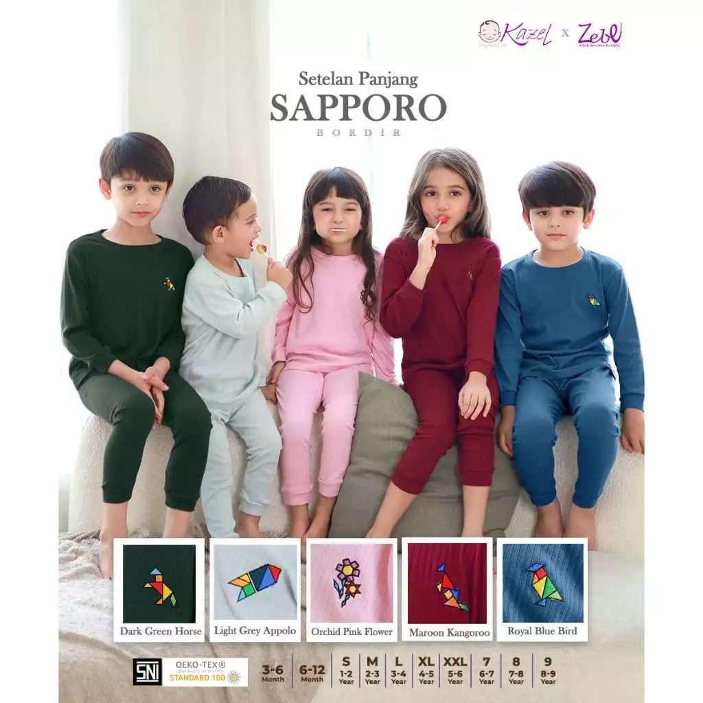 KAZEL ZEBE ชุดยาว SAPPORO/LONG PAJAMAS SAPPORO EMBROIDERED EDITION 3 MONTHS-9 ปี (1 ชุด)