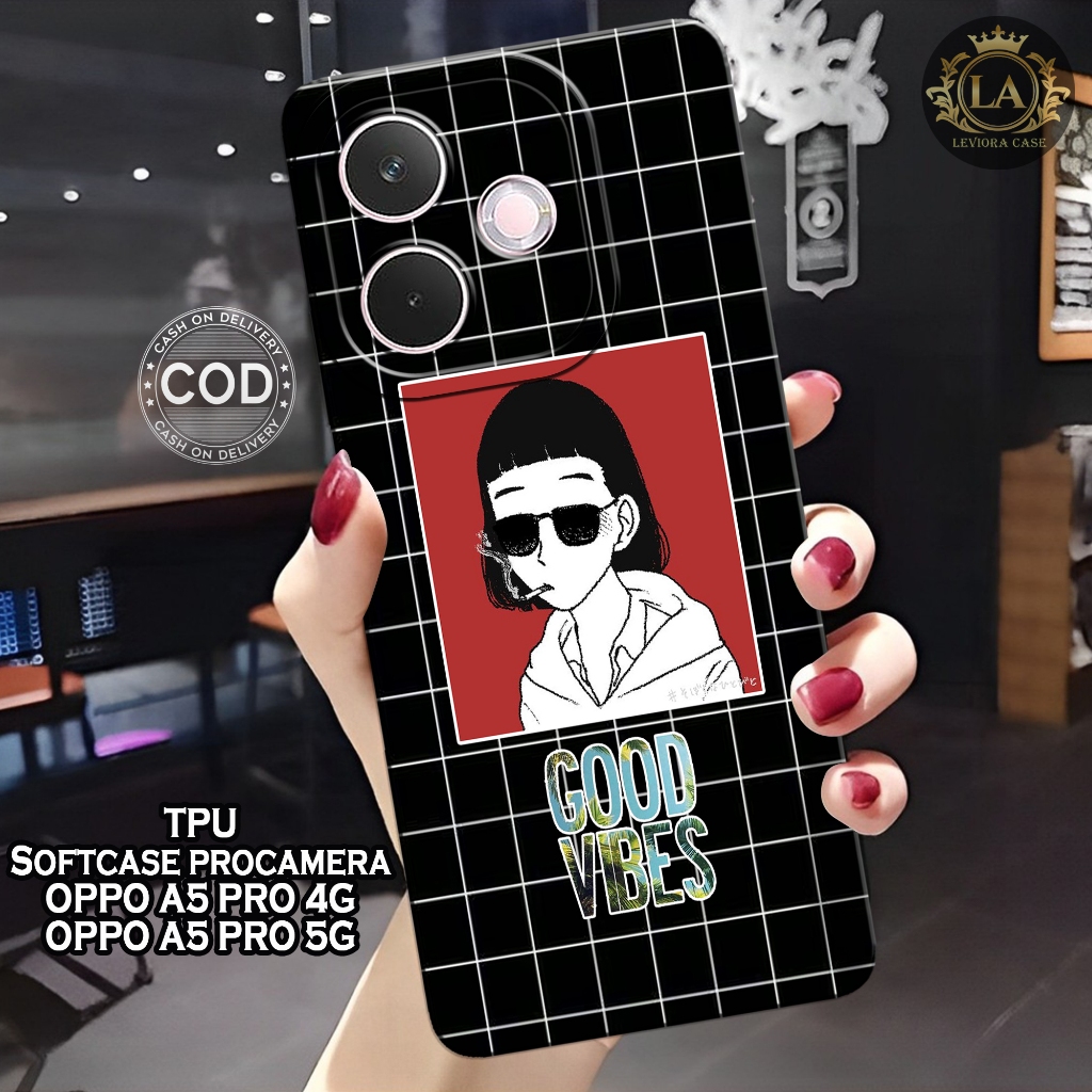 เคส OPPO A5 PRO 4G/5G 2025 ล่าสุด - เคส Leviora - เคสแฟชั่นสีดํา - เคส OPPO A5 PRO 4G/5G Softcase - 