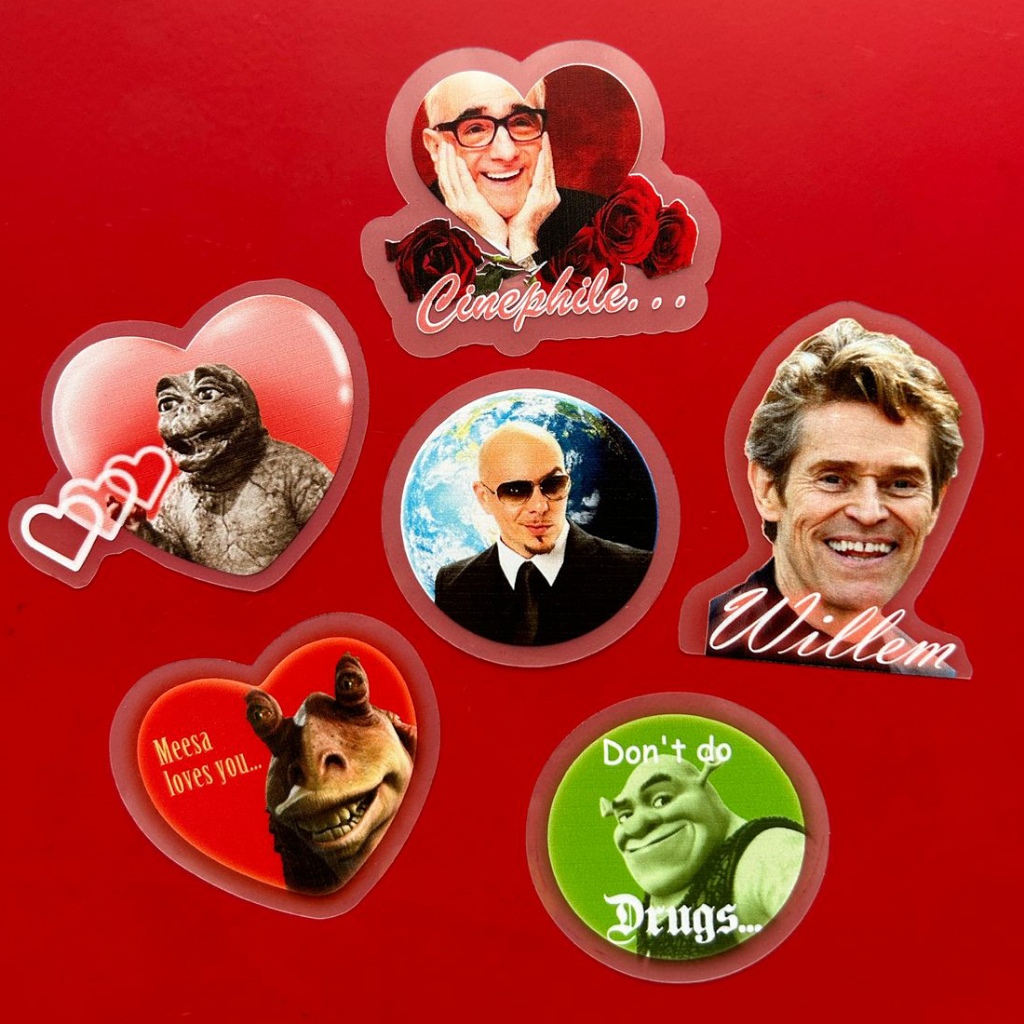 สติ๊กเกอร์ !! (minilla, binksกระปุก, shrek, willem dafoe, martin scorse, mr. ทั่วโลก)