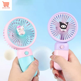 Kipas Angin Portable Mini Fan Karakter Kuromi Sanrio Tangan Stand Genggam