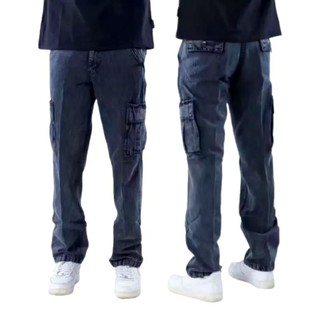 CODCELANA CARGO PRIA Bahan Semi Jeans Nyaman Panjang Hitam Santai Cowok Denim Santai Polos
