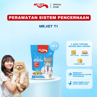 Mr.Vet  - Makanan Kucing Kering T1 50gr untuk Menjaga dan Merawat Sistem Pencernaan