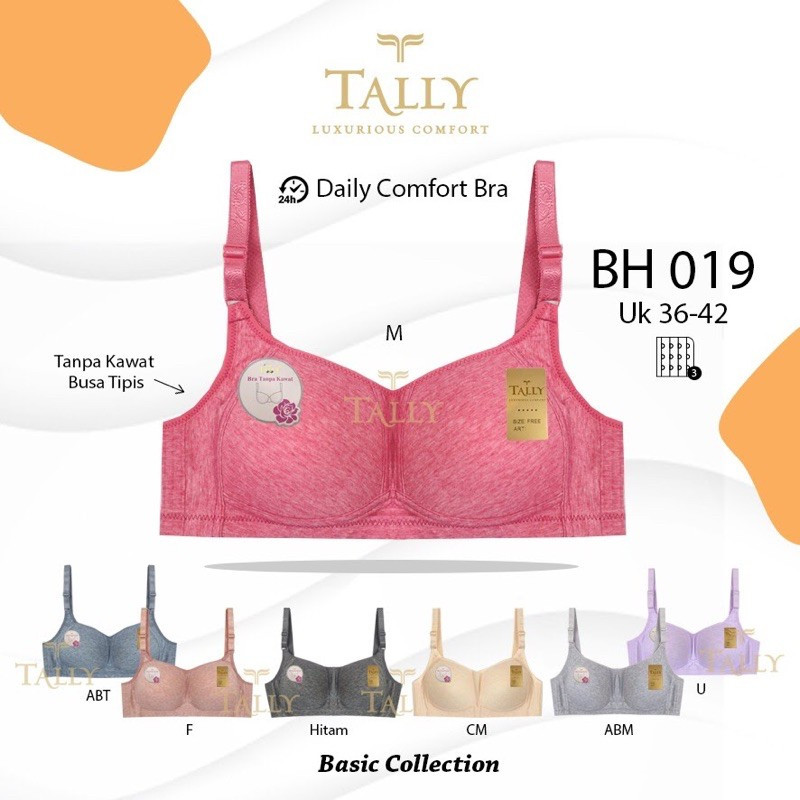 KATUN BH BRA TALLY 019 COTTON MATERIAL - ALLY BRA BH 019 I WIRELESS I THIN FOAM I CUP C | ขนาด 36 - 