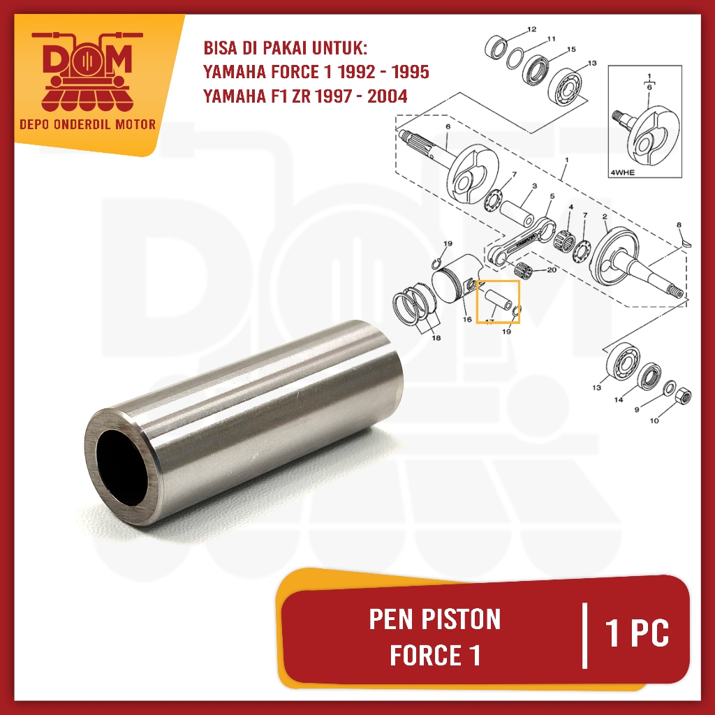 ปากกาลูกสูบ Seher Force 1 (PSP) คลิปขาลูกสูบคอ Seker Yamaha F1 FIZ F1ZR FIZR F1Z Fizr