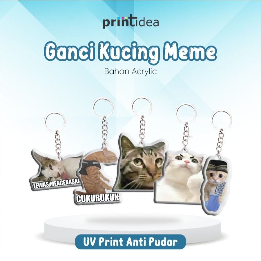 GANTUNGAN Cat Meme พวงกุญแจ พวงกุญแจอะคริลิค