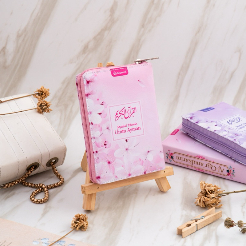Mushaf Umm Ayman สีชมพู ซิปแปลอัลกุรอาน A6