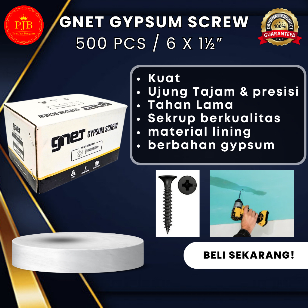 9.9 สกรูยิปซั่ม 6 x 1.5 นิ้ว 3.8 ซม. 500 ยี่ห้อ GNET