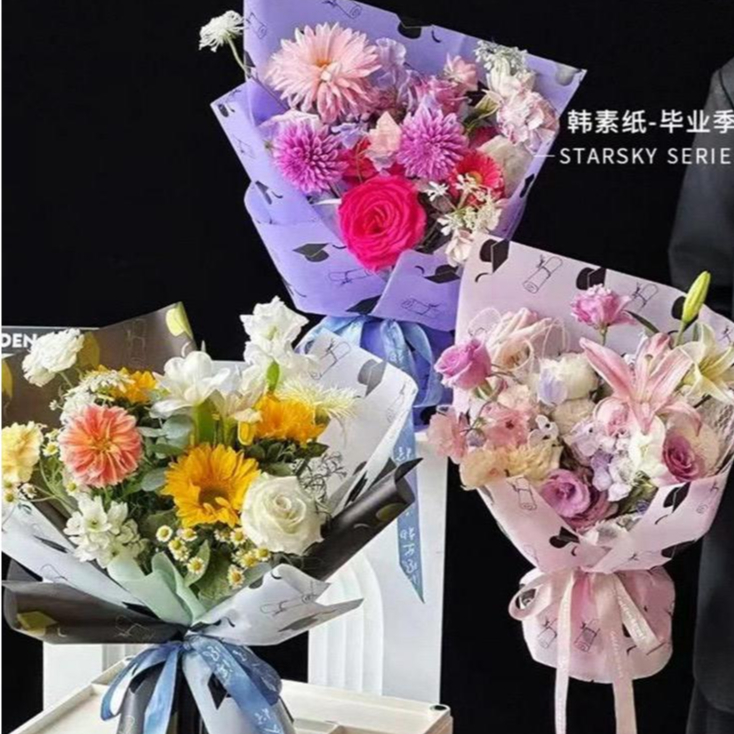 [1 แพ็ค] FLOWER WRAPPING PAPER CELLOPHANE RETAIL FLOWER BOUQUET PAPER HAND BOUQUET Graduation