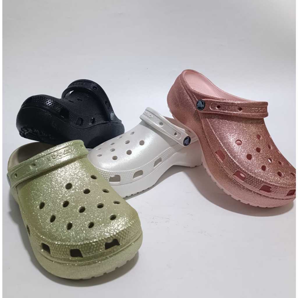 GLITTER PLATFORM 5.5CM CROCS PREMIUM - ฟรี JIBBITZ