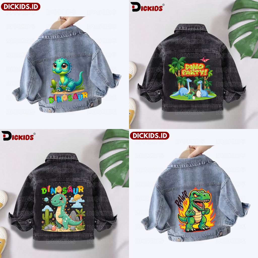 DINO CHARACTER KIDS JEANS JACKET AGES 1 - 7 YEARS SNOW BLUE & SNOW BLACK