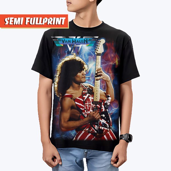 เสื้อยืด EDDIE VAN HALEN VH SEMI FULLPRINT | เสื้อวง HARD ROCK LEGEND UNISEX BOOTLEG | กิติซาร์เล่น