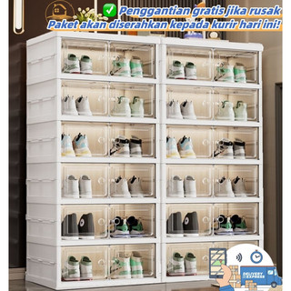Tidak instalasi--Rak Sepatu lipat (3-6-9) susun /Shoe Storage Box/Lemari  Sepatu Multifungsi yang Menebal/Rak sepatu plastik untuk kos/Kotak Sepatu untuk keluarga