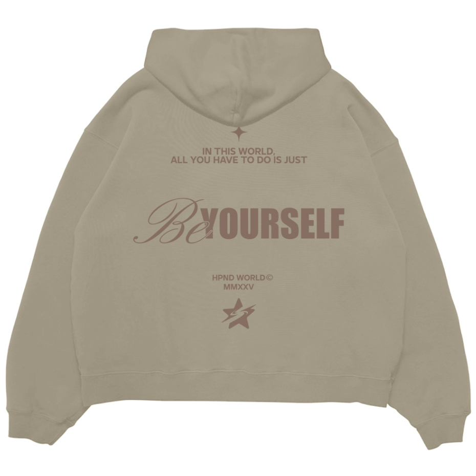 HPND - Original Basic Be Yourself Cream Fleece Limited Edition Boxy Fit Hoodie Sweater