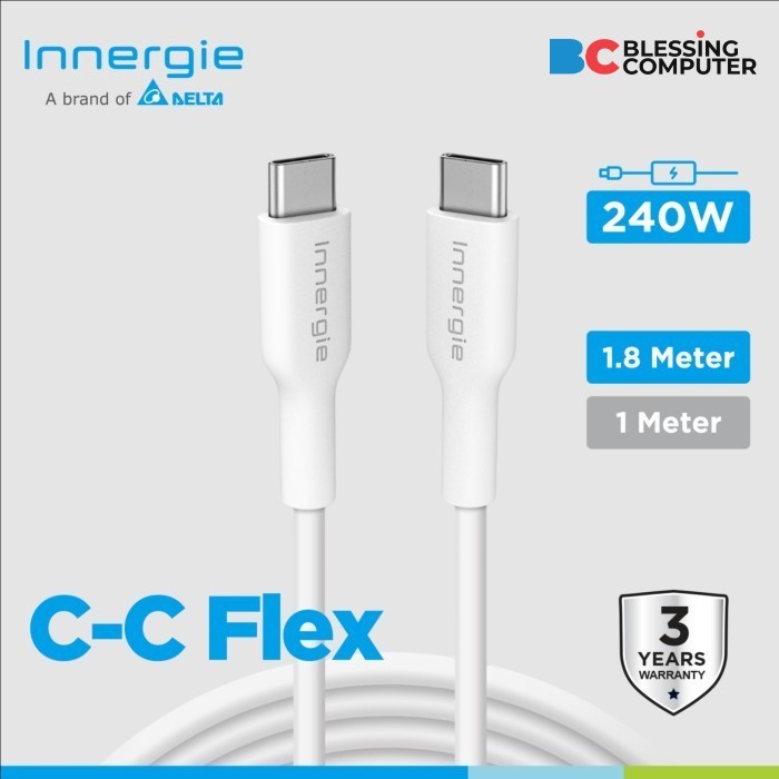 สาย DATA Type C ถึง Type C Innergie สายยืดหยุ่น 1.8 ม. ACC-S180EM-TA