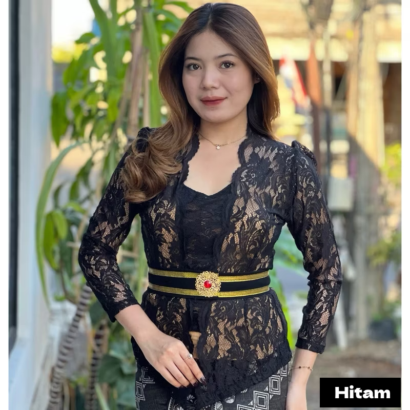 แขนยาวผ้า Kebaya Kubaru Kebaya/Kartini Kebaya แบบไม่มีปุ่ม