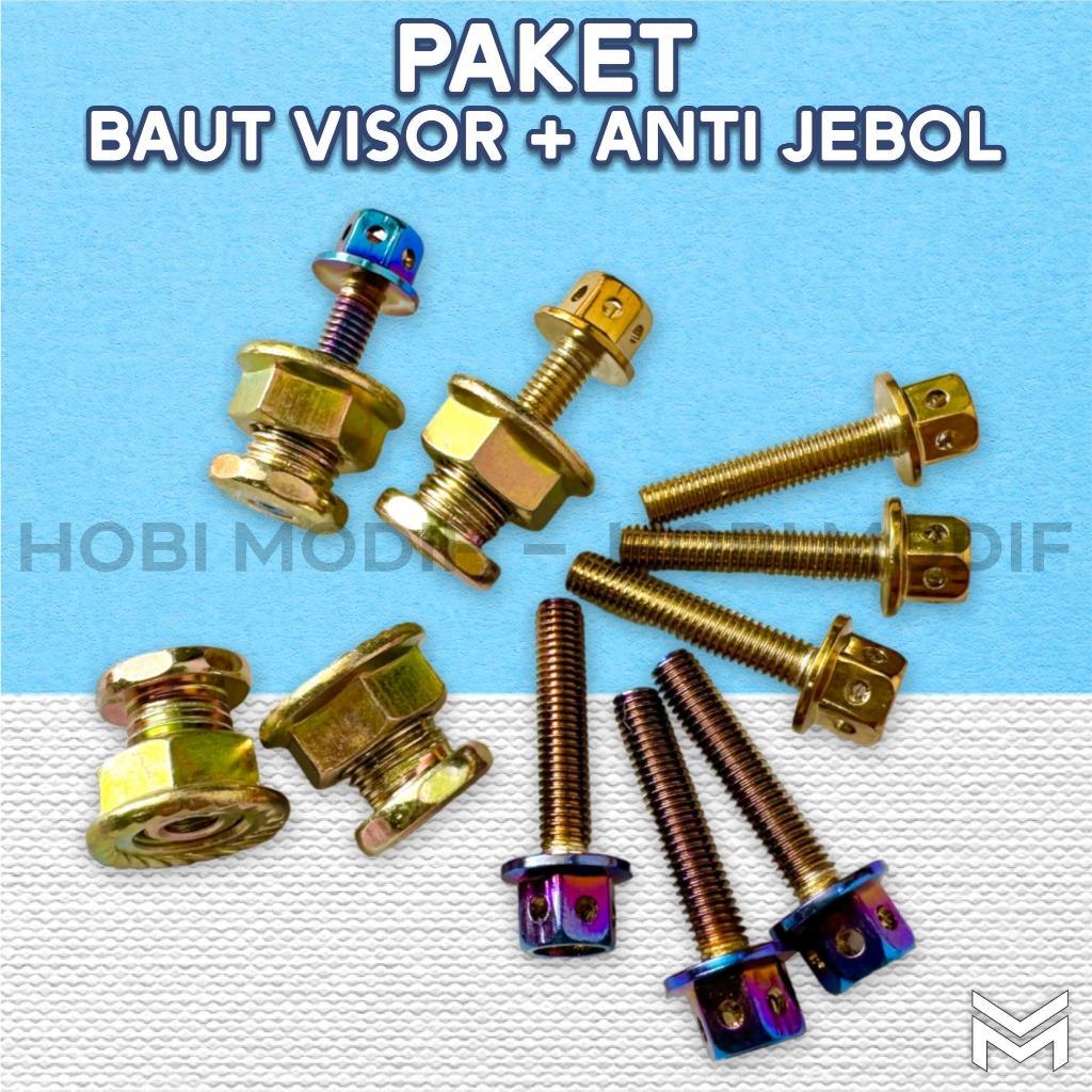 HENG GOLD TWOTONE VISOR PROBOLT PACKAGE SET 4 ชิ้น + 4 ANTI-BREAK BOLT NUT คุณภาพสูง M5X25MM THREAD 