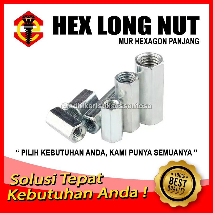 น็อตหกเหลี่ยมยาว M6 / M6 กุญแจน็อตหกเหลี่ยมยาว 10