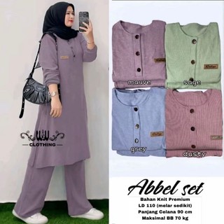 ONE SET ABBEL KNIT WANITA CASUAL SETELAN LONG TUNIK BUSUI//ONE SET KNIT WANITA TERBARU MEWAH KEKINIAN