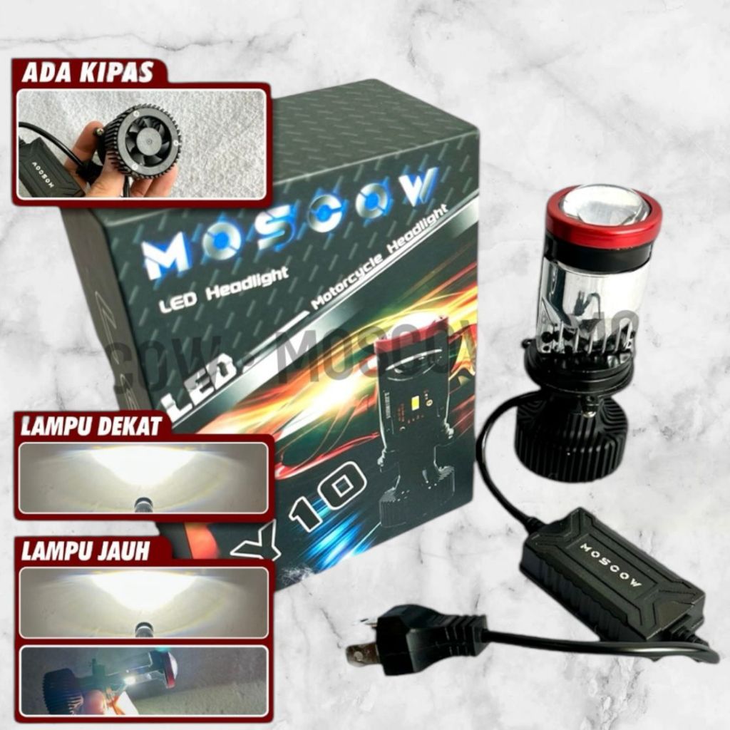 Y10 Y7 ต้นฉบับ MOSCOW SUPER BRIGHT สีขาวสีขาว LED รถรถจักรยานยนต์ H4 MINI PROJECTOR PROJECTOR H4 LED