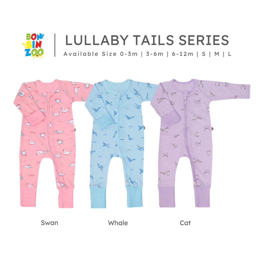 BONBINZOO Lullaby Tails Series - NewBorn Baby Sleepsuit มีซิปสําหรับทารก 0-12 เดือน