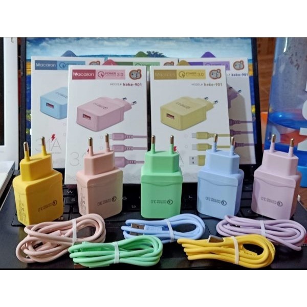 [ CHARGER ] Travel Charger Macaron Micro USB Quick Charger 3.0 KEKE901