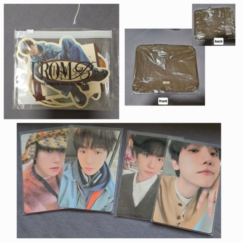 EXO จาก B baekhyun photobook pc photocard, travel pouch เท่านั้น, สติ๊กเกอร์แพ็ค official merch swis