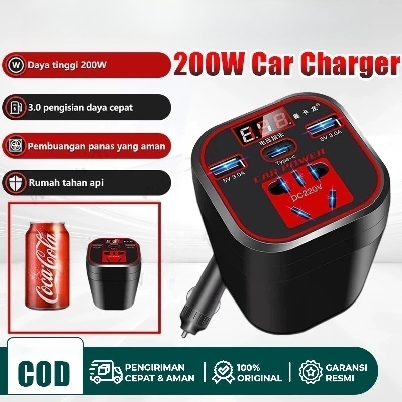 Car Charger Power Inverter 200W 220V / 24V Car Charger Plug 2 USB Charger Fast 12V Car