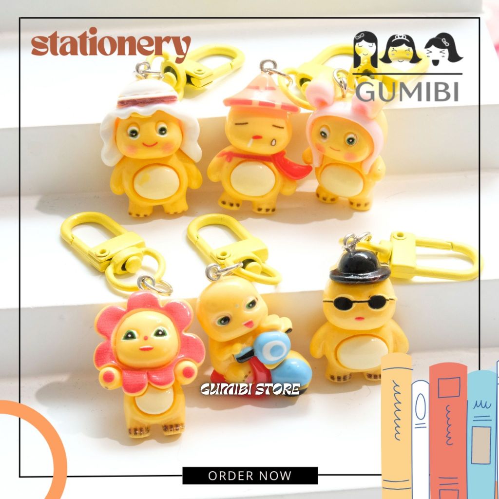 GANTUNGAN NAILONG DINO RESIN KEYCHAIN CUSTOME COSTUME CUTE KEYCHAIN NAILONG RESIN KEYCHAIN YELLOW CU