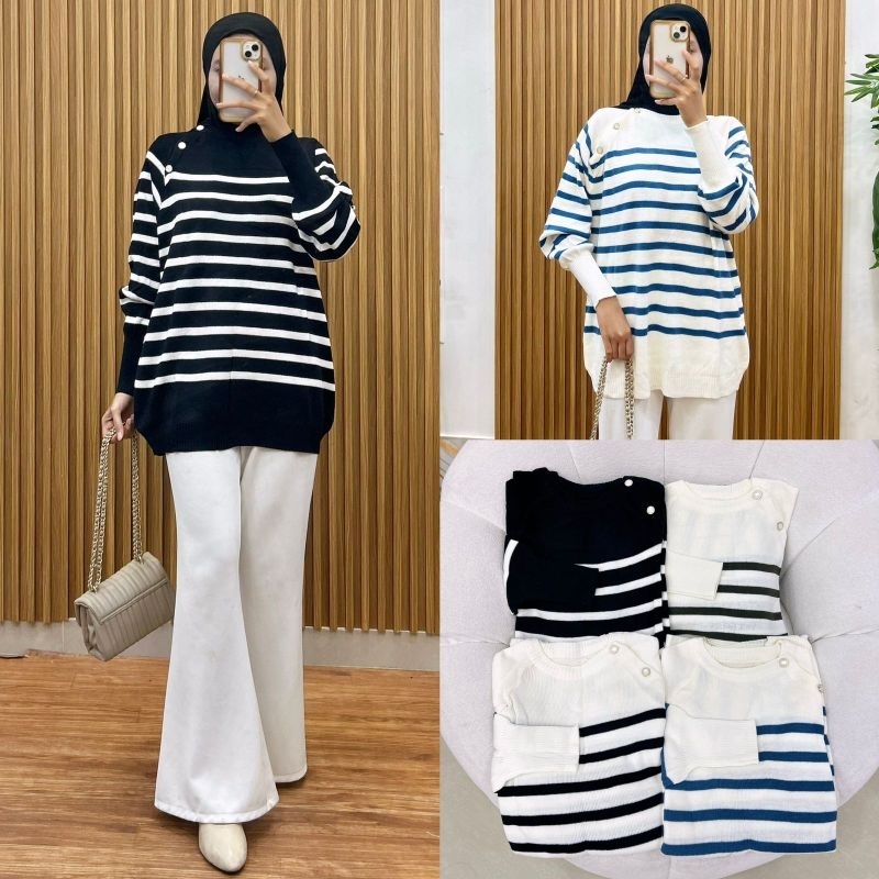 เสื้อสเวตเตอร์กระดุมไหล่โอเวอร์ไซส์ Rp. 75,000 x 4 ชิ้น = Rp. 300,000