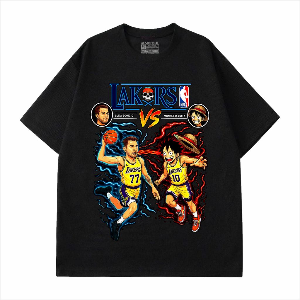 เสื้อยืด Seishin Lakers vs Los Angeles LUKA DONIC VS MONKEY D. LUFFY LUFFY LUFFY LUFFY