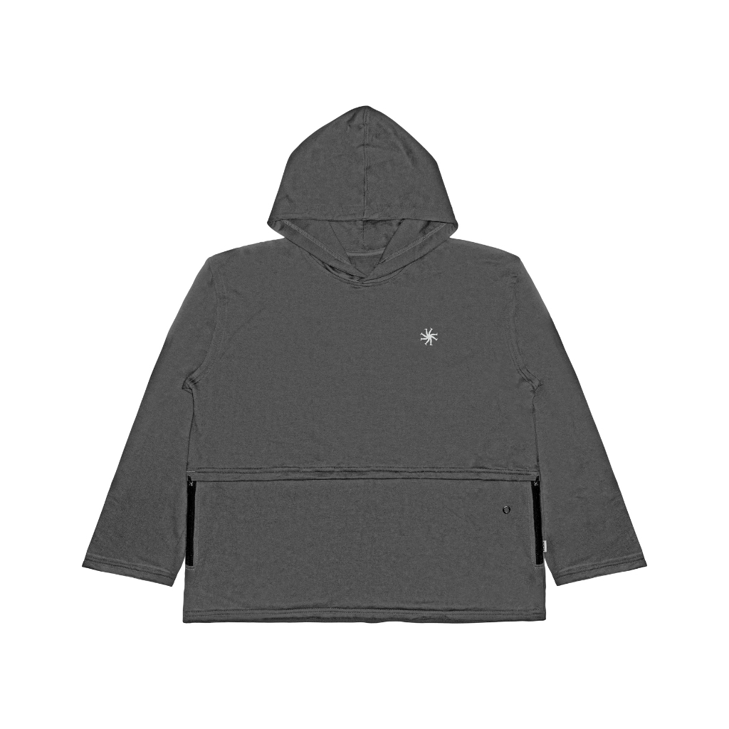 HLWN Running เสื้อฮู้ดผู้ใหญ่ สีเทาเข้ม - Fadeyka