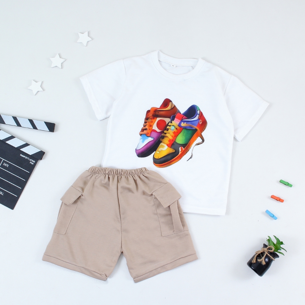 CHILDRENS CARGO SUITS WITH SHOE PICTURES/CLOTHES สําหรับเด็กและเด็กผู้หญิง, ขายปลีก, CHOOSE YOUR PAT