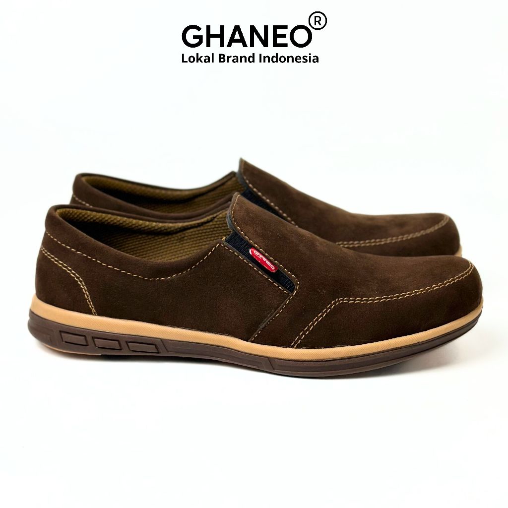 Ghaneo - รองเท้าหนังลําลองผู้ชายสีน้ําตาล G87
