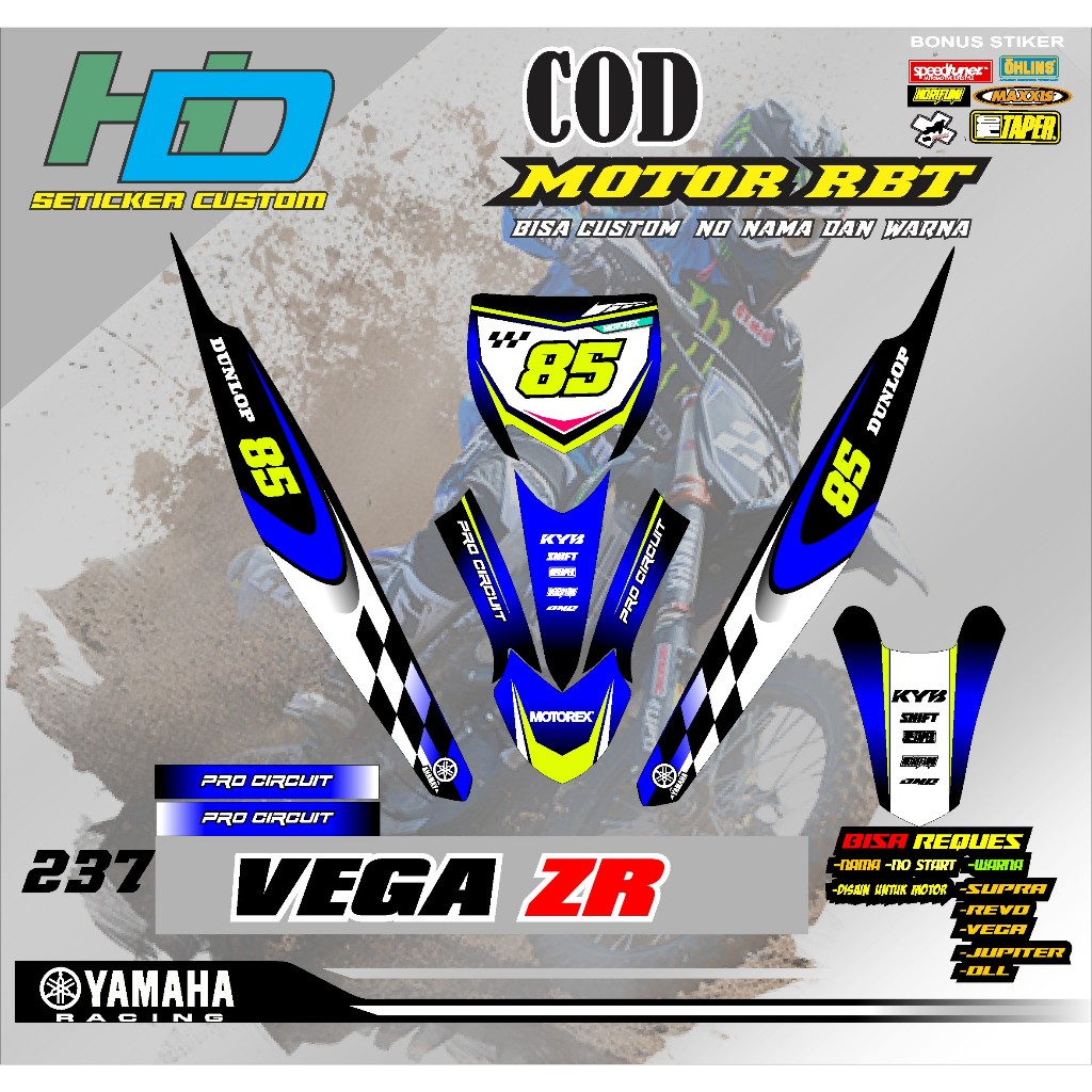 RBT VEGA ZR OLD Motorcycle Striping Sticker ดีไซน์เป็ดแข่งดัดแปลง ใหม่ล่าสุด trabas, CAN BE FOR RBT 