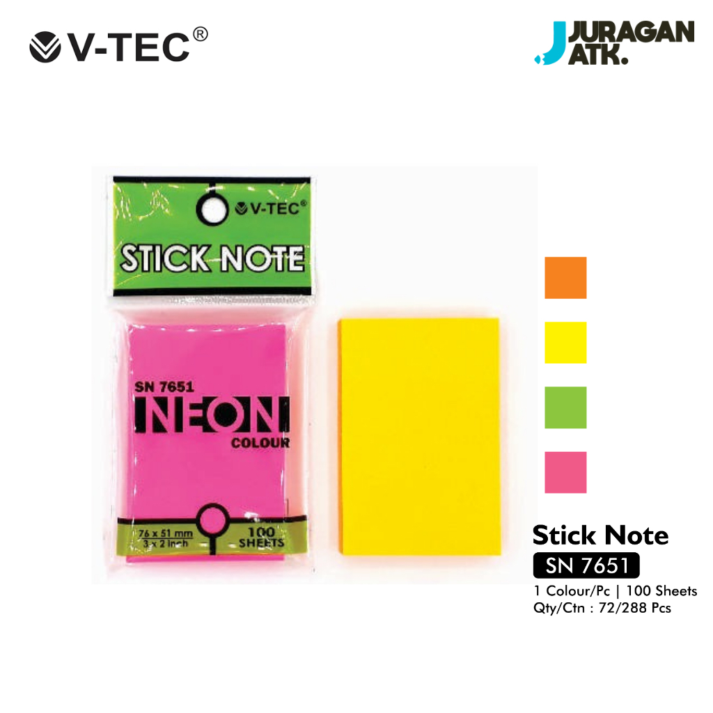 V-Tec Sticky Notes 76x51mm SN 7651