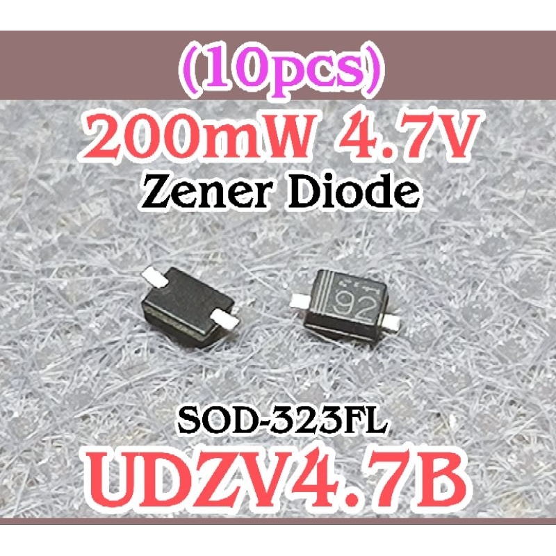 10pcs ไดโอด zener UDZV4.7B SMD 4.7v 200mW 4.7v SOD-323FL, Zener Diode mark 92