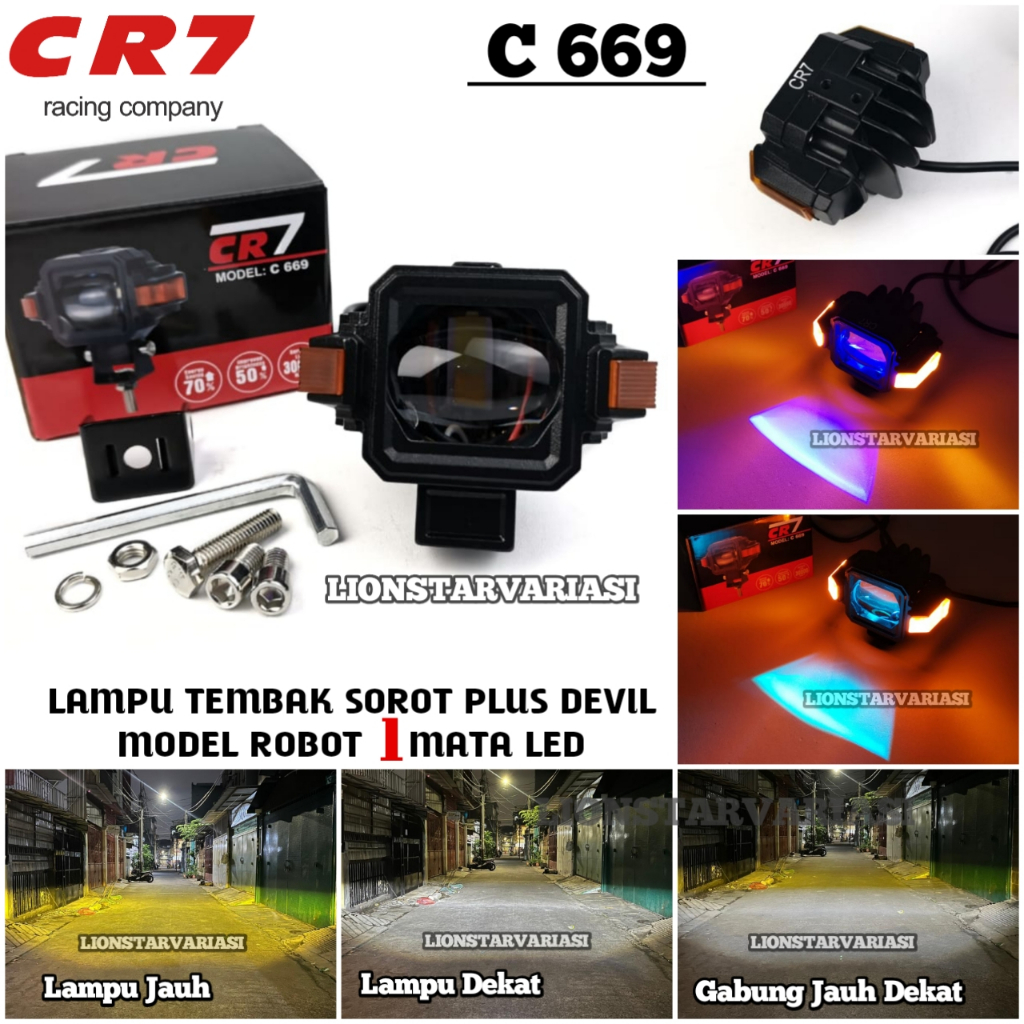 MATA CR7 C669 - 1-Eye LED Spotlight Robot Laser รุ่น D3 High Low Plus Devil Motor กันน้ํา