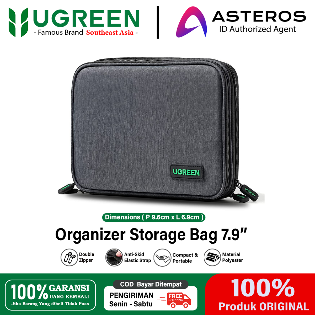UGREEN Cable Bag Organizer Double Layer Storage Gadged Bag HP Accessories Powerbank Cable Charger