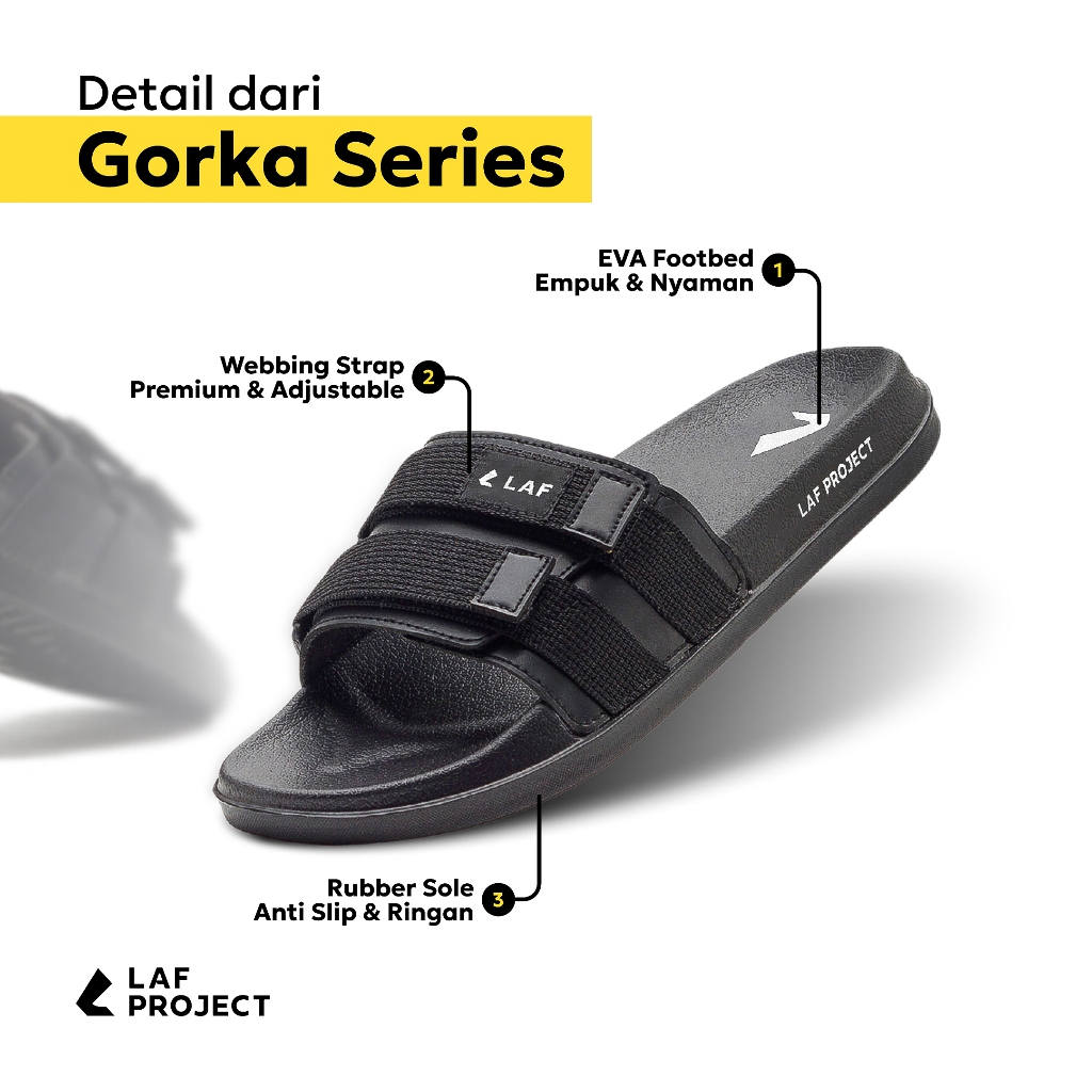 Hot รองเท้าแตะสไลด์ผู้ชายแบบสวมรองเท้าแตะกันลื่นรองเท้าแตะ Gorka สีดําน้ําหนักเบาโครงการ Laf