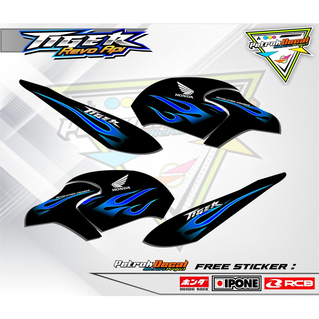 HONDA TIGER REVO FIRE STYLE VARIATION STRIPING / HONDA TIGER MOTORCYCLE VARIATION STICKER LIST