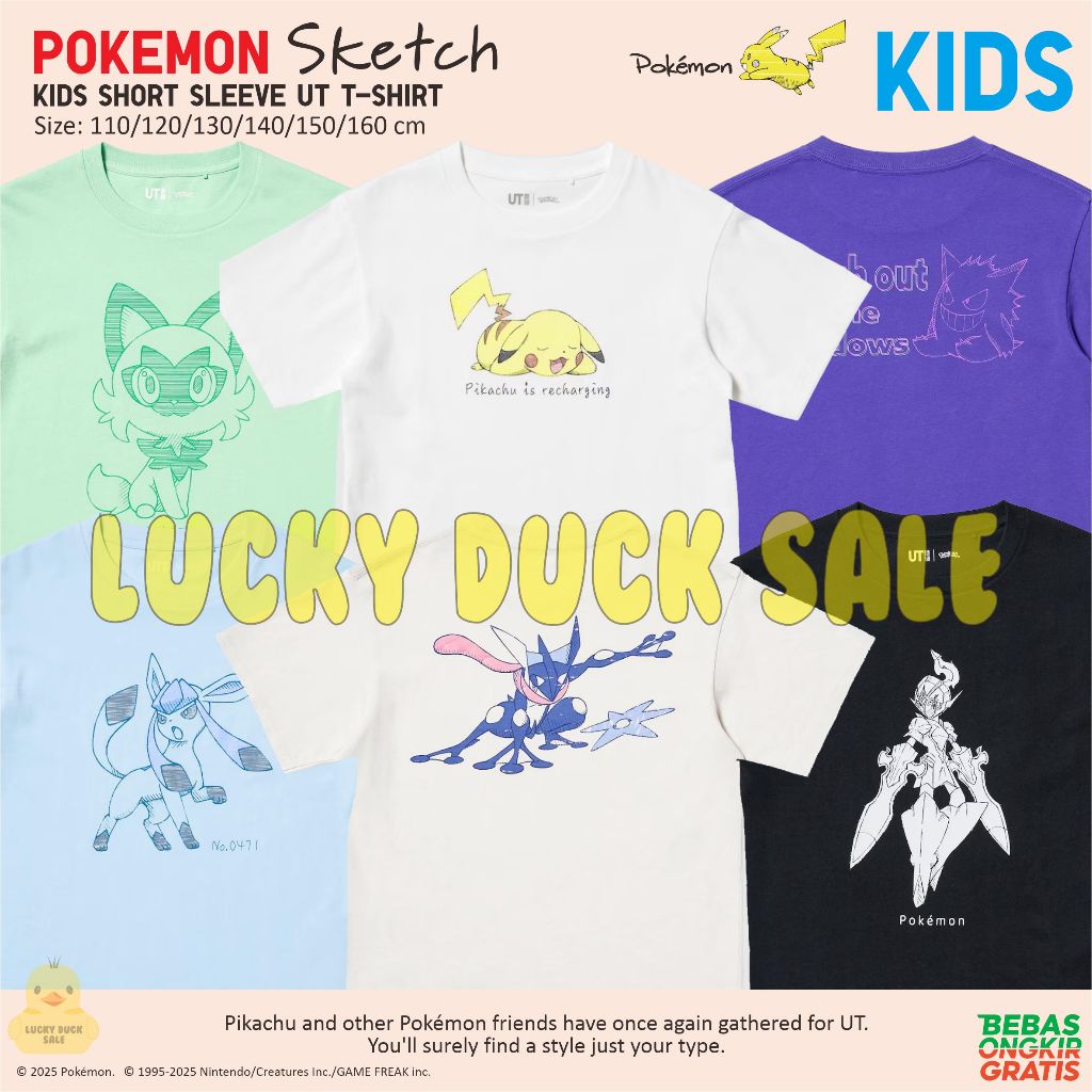 Pokemon Sketch Kids Regular Anime UT Shirt UNIQLO UT Kids