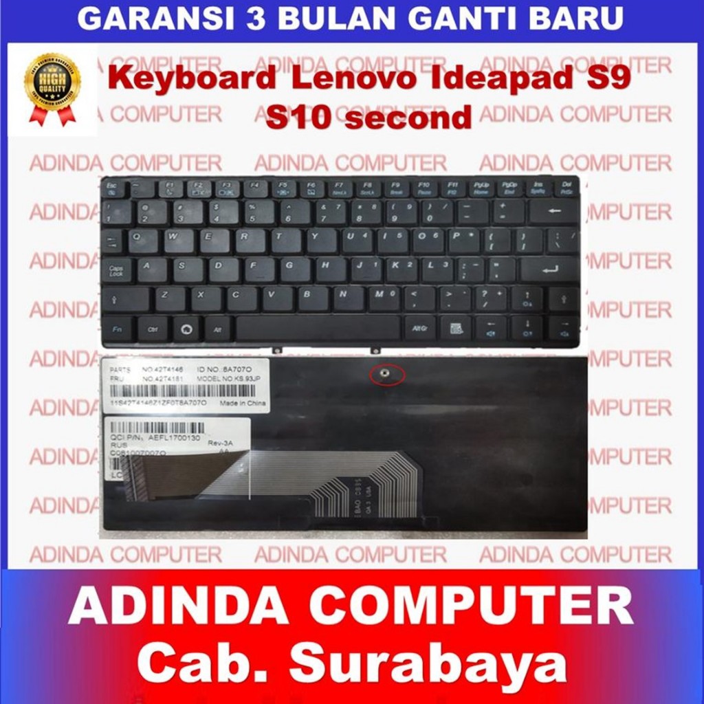 คีย์บอร์ด Lenovo Ideapad S9 S9E S10 S10E M10 M10W (มือสอง)