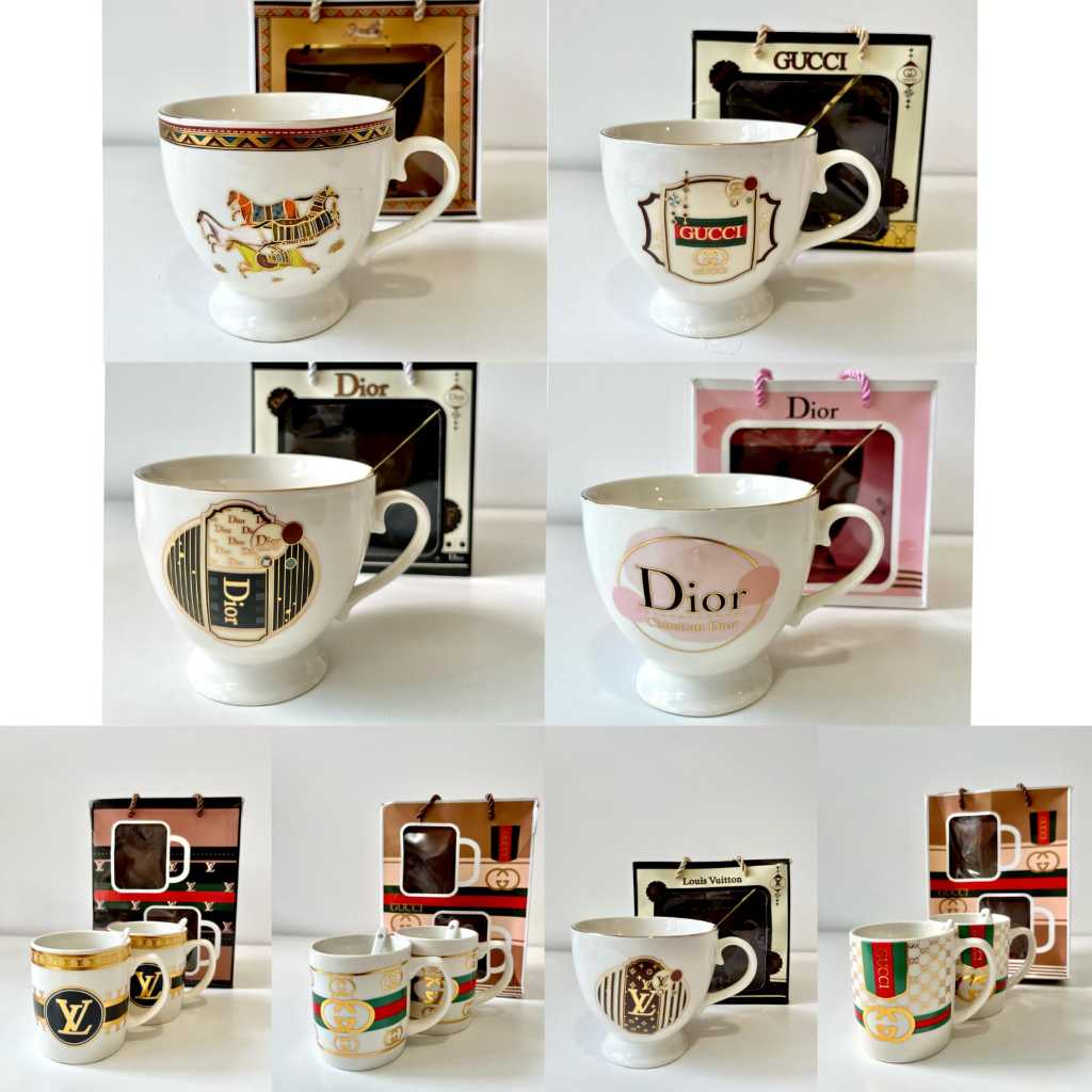 [VAES] Luxury LV D10R KUDA GCC Ceramic Mug Cup / Elegant Tea-Coffee Drinking Glass / Gift Hampers ถ้