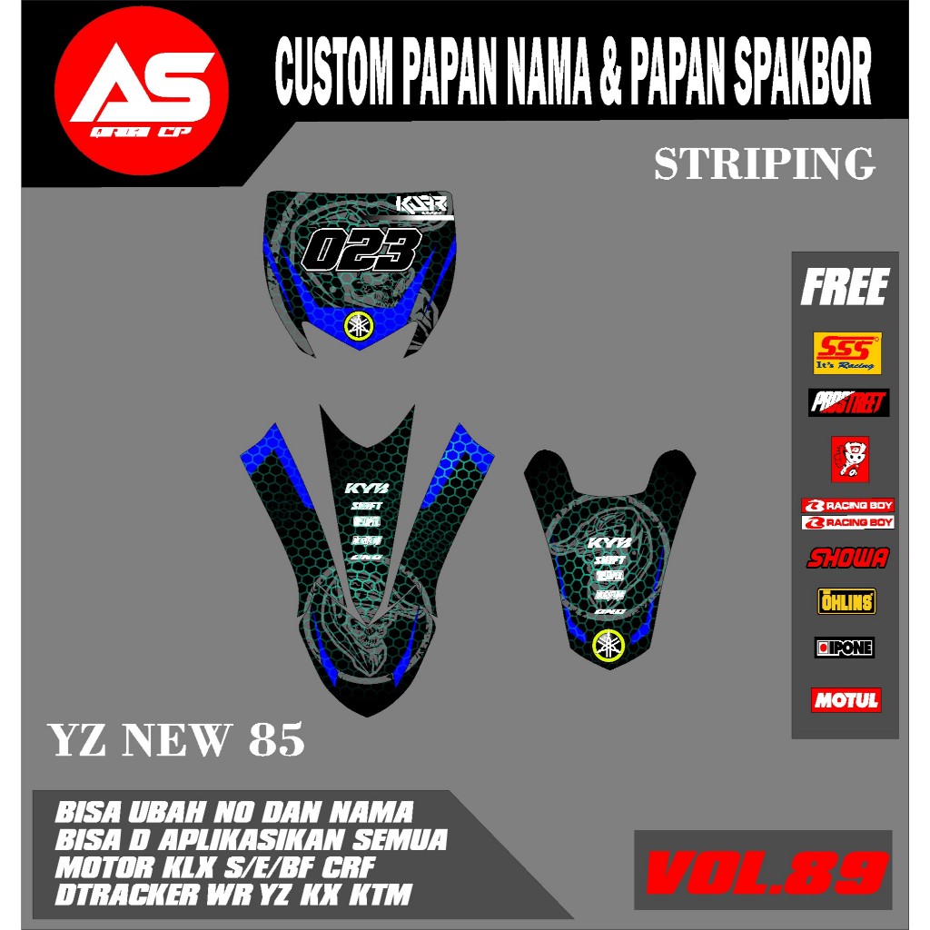YZ ใหม่ 85 DECAL สติกเกอร์ START หมายเลขแผ่น + ด้านหน้ารถจักรยานยนต์ YZ 85 CRF KLX 150 KLX BF KLX GO