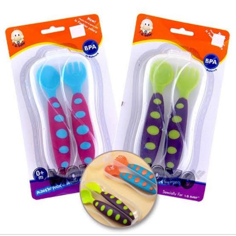 IQ Baby Plastic Fork & Spoon Set In Case Tablespoon