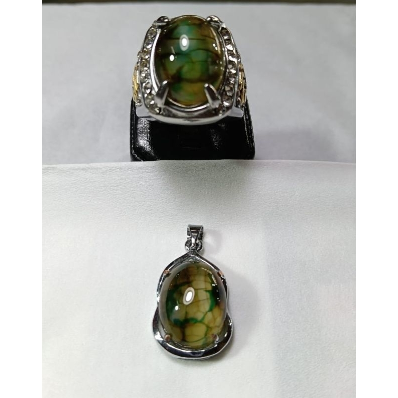 HITAM จี้สร้อยคอแพ็คเกจ 2 pis Black dragon scale agate DM 1318