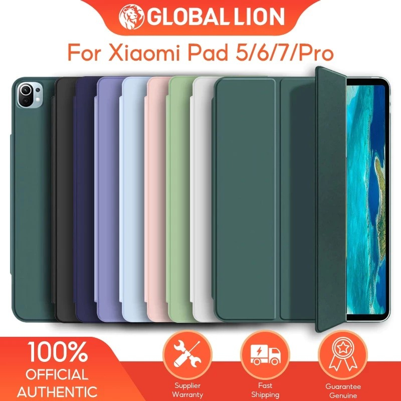 GLOBAL LION สําหรับ Xiaomi Pad 7 6 5 Pro Tri พับกรณีไม่มีปากกาดินสอผู้ถือ Slot 2024 11.2 11 นิ้ว Aut