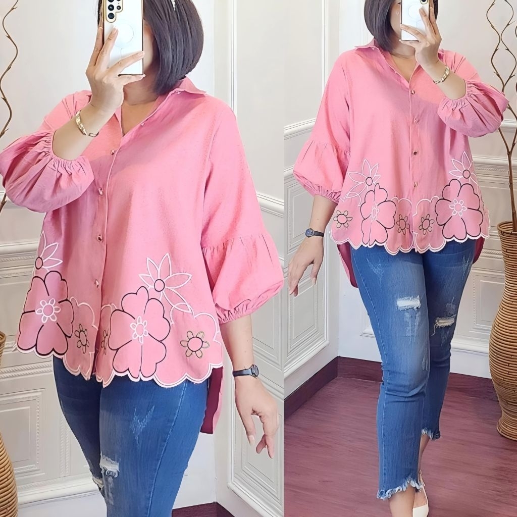 KEMEJA KATUN JUMBO เสื้อเชิ้ตผู้หญิง (LD120cm) XXXL ZIGA OXFORD COTTON